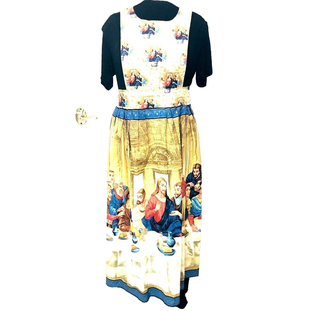 Last Supper Womens OS Maxi Bib Apron Jesus Communion Wearable‎ Art Church